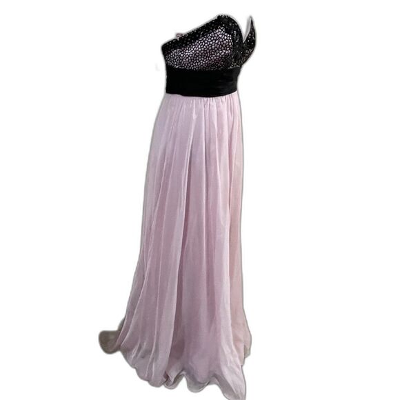 Blush Prom by Alexa Dress Formal Bridesmaid Prom Evening Gown Black/Pink Size 6 - Picture 5 of 14